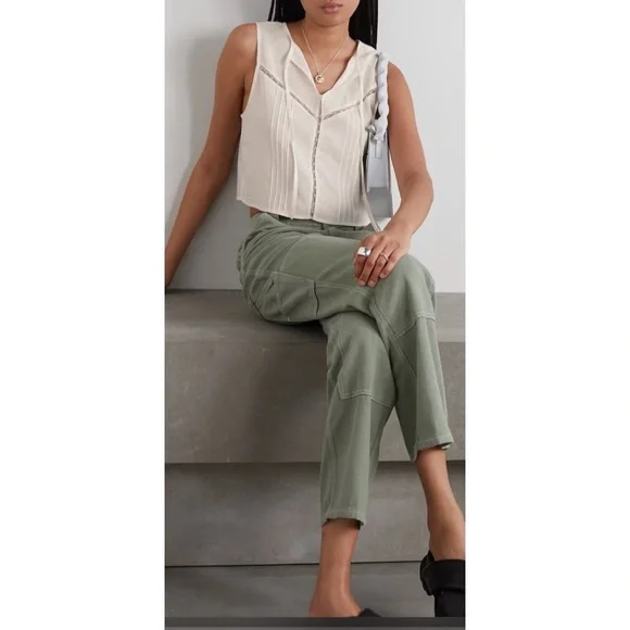 Reformation Cream Crop Top with Brown Accents - Picture 7 of 7